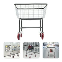 Steel Wire Laundry Basket W/Wheels Laundry Cart Commercial Laundry Basket Cart Suitable for Homes, Hotels, Bathrooms, and Commercial Laundries
