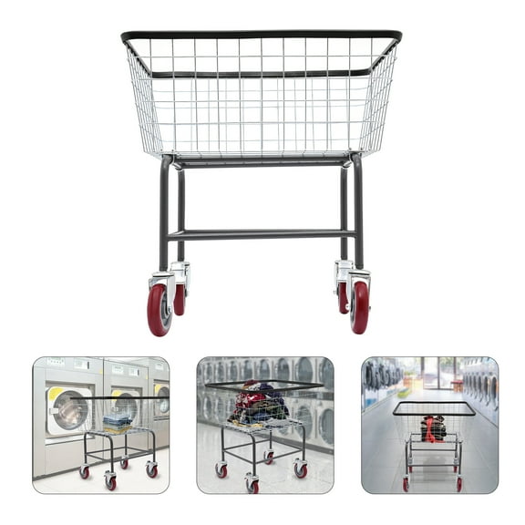 Steel Wire Laundry Basket W/Wheels Laundry Cart Commercial Laundry Basket Cart Suitable for Homes, Hotels, Bathrooms, and Commercial Laundries
