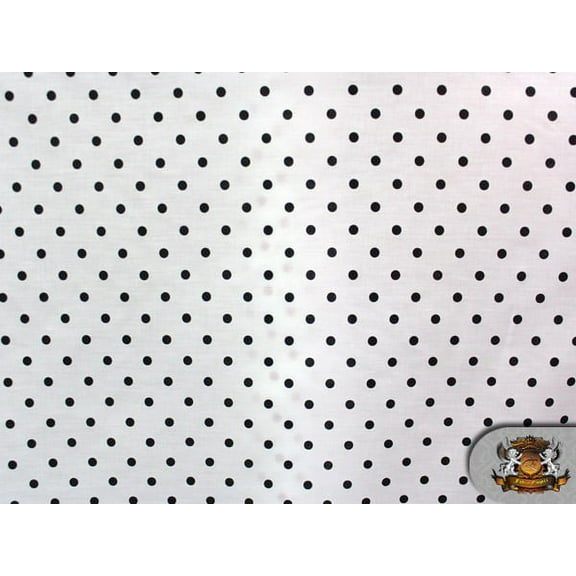 Polycotton Printed SMALL DOTS BLACK Fabric / 60" Wide / Sold by the Yard