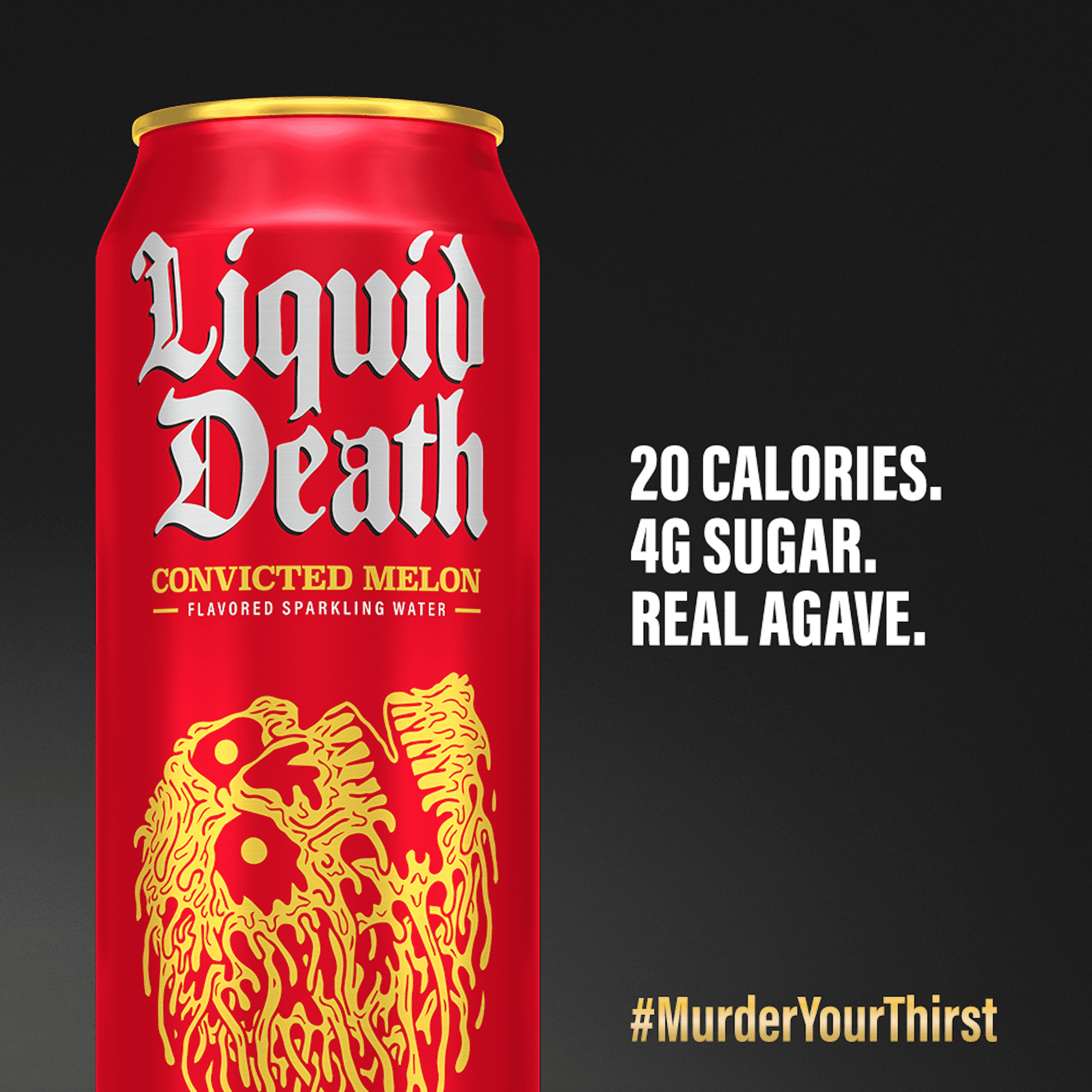 Liquid Death Sparkling Water, Convicted Melon 19.2 oz King Size Cans (8-Pack)