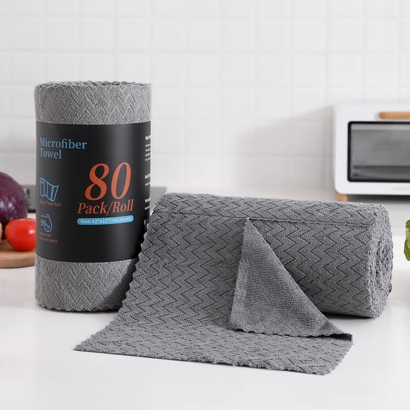 Beartech Microfiber Cleaning Cloth Roll,80 Pack Cleaning Towels,Lint Free Rags Paper Towels & Tear Away Reusable Towels,Washable Shop Rags wipe Cloth,Wash Cloths Dish Rags for Car Kitchen Window