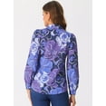 thumbnail image 4 of DARING DIVA Women's Button Down Floral Print Chiffon Tops S Purple, 4 of 6