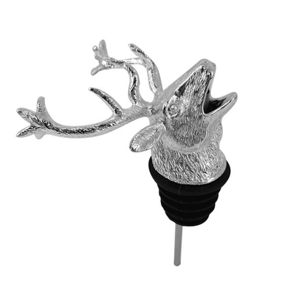 Naiovety Decantador de vino con cabeza de ciervo, guía de vino con cabeza de ciervo, tapón para vino, herramienta de barman de aleación de Barra de herramientas No.04