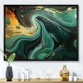 thumbnail image 2 of Designart "River Flow Abstract Green and Gold Marble II" Extra Large Abstract Framed Wall Art - Modern Green Abstract Marble Living Room Framed Canvas Art, 2 of 7