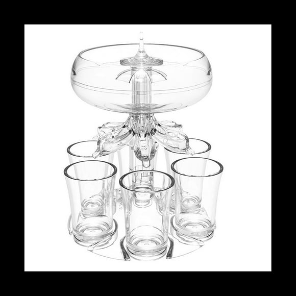 Party Drink Dispenser with 6 Shot Glasses Set - Acrylic Touchless Liquor Dispenser for Beverage Cider Cocktail,Transparent