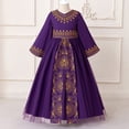 thumbnail image 2 of Gunia Flower Little Girl Dress Elegant Floral Embroidered Gown Long Sleeve Party Occasion Wedding Dark Purple Dress For Girls 4-8 Years, 2 of 9