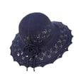 thumbnail image 3 of Sombrero para el sol, transpirable, tejido, protección solar, ligero, tejido a ganchillo, de moda, para playa. Azul, 3 of 9