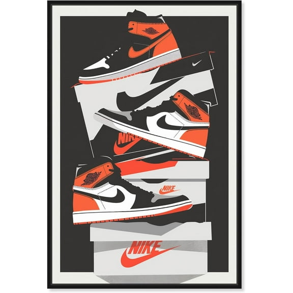 Big Sneaker Stack Canvas Mancave Art Poster For Living Room Bedroom Home Office Artwork Gift 12x16 Inch Unframed