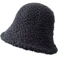 thumbnail image 3 of CoCopeaunts Women Bucket Hat Plain Autumn Winter Thicken Warm Lamb Wool Bucket Cap Outdoor Foldable Girl Simple Casual Basin Hat, 3 of 8