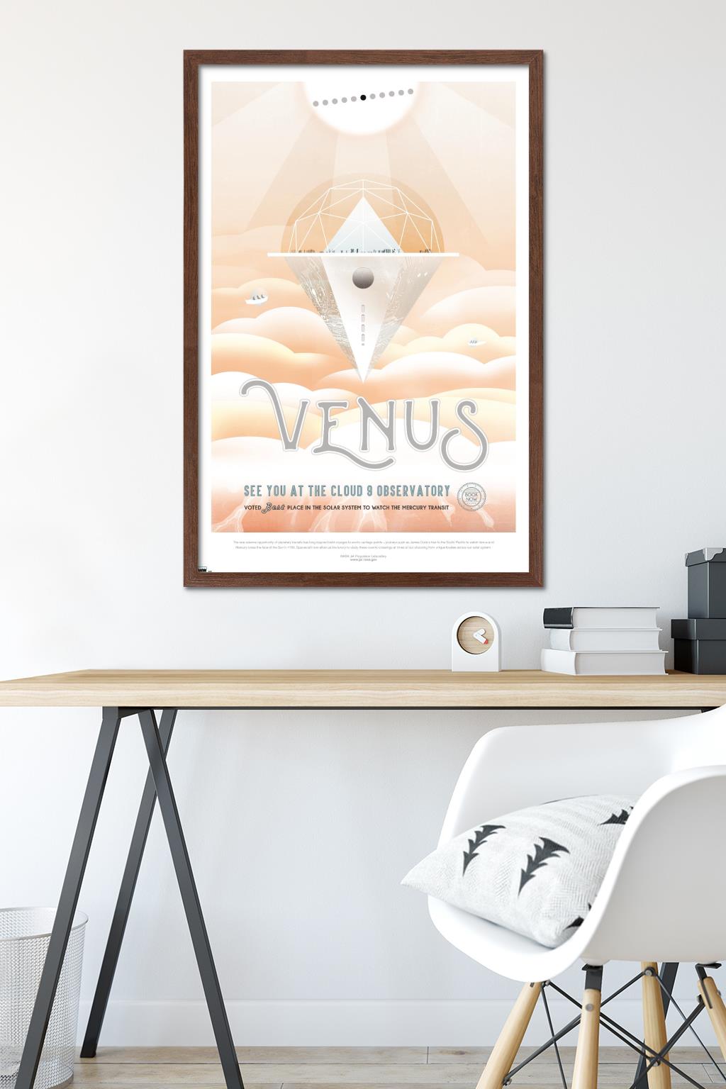 NASA - Venus Travel Poster Wall Poster, 22.375" x 34" Framed