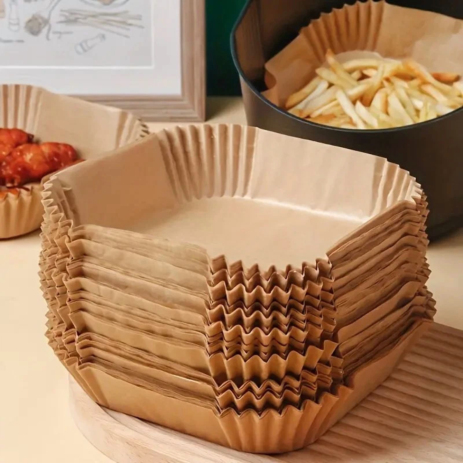 6.5" Square Air Fryer Liner (100Sheets)