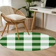 thumbnail image 5 of Green White Buffalo Check 3ft Round Rug, Farmhouse Plaid Modern Geometric Non-Skid Rubber Backing Large Area Rugs - Living Room Bedroom Home Office, Indoor Floor Mat Carpets Washable Rug, 5 of 9