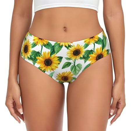 Womens Underwear - sunflowers leaf cute Aesthetic No Show Seamless Underwear for Women  Soft Stretch Womens Panties  Hipster Ladies Panties Bikini Underwear Briefs