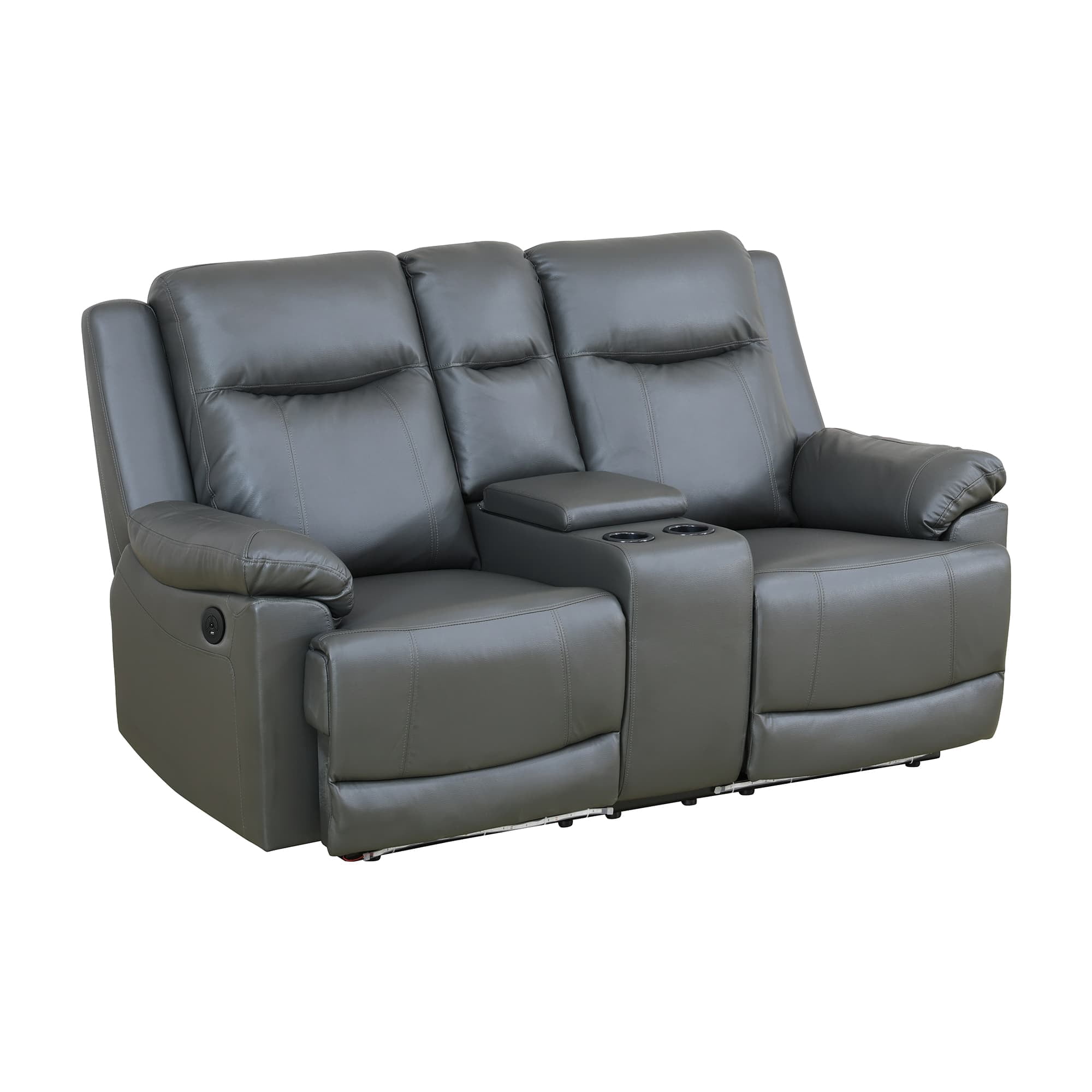 MAYEERTY Power Reclining Loveseat, Electric 2-Seat Leather Recliner with USB Charging, Storage & Cup Holders for Living Room, Brown