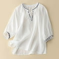 thumbnail image 6 of Tmtolofot Women's Embroidered Tops Ladies Blouson Sleeve Shirtsbasic Pleated Tunic Blouse Casual Round Neck Tops Lightweight, Comfy, Soft,Sexy Tshirts，2_White，X-Large, 6 of 6