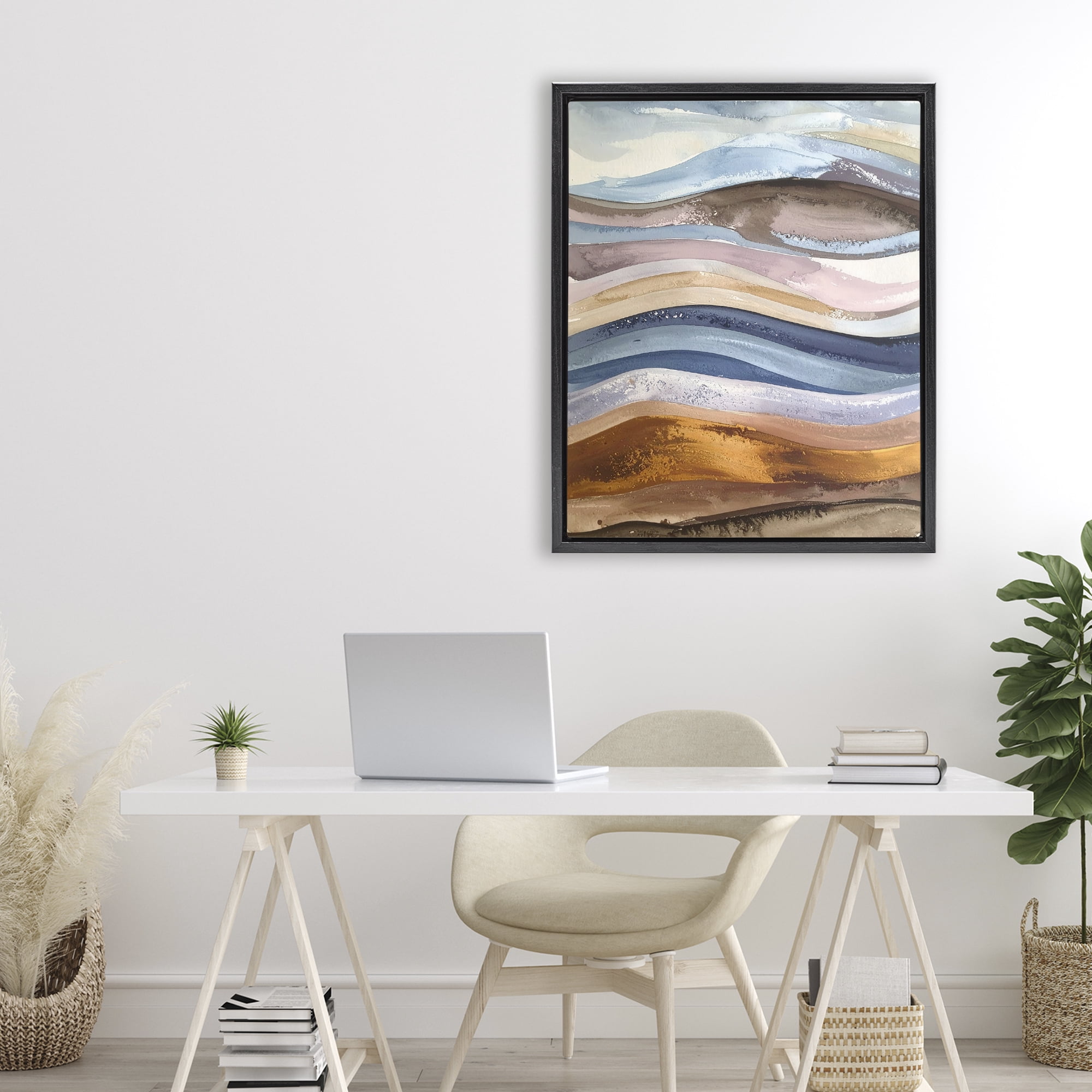Stupell Industries Ocean Flow Layers Black Framed Floater Canvas Wall Art, design by Alonza Saunders