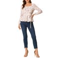 thumbnail image 2 of INSPIRE CHIC Blouse à Manches Longues Florale à Encolure Carrée avec Ceinture Blanc-Rouge TP, 2 of 6