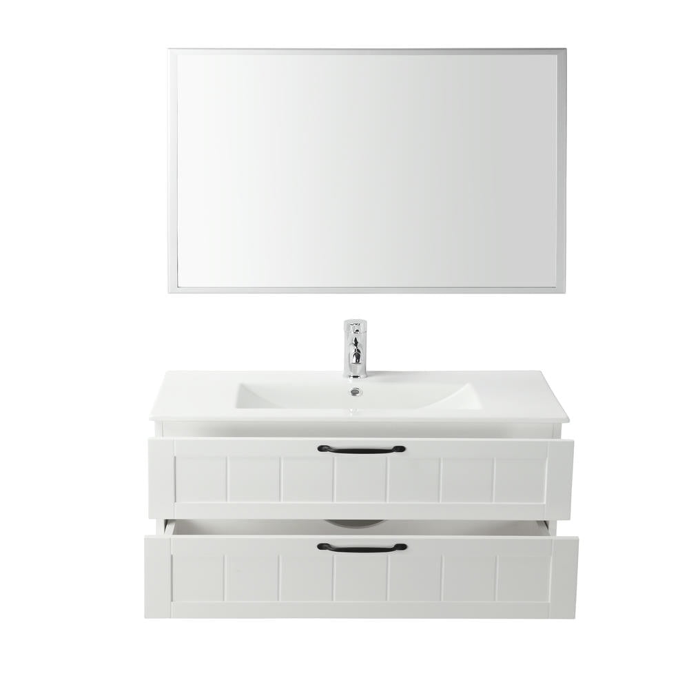 GVN Bath Cabinet, Bathroom Wall Cabinet,31.5" Bathroom Vanities Cabinet with Sink Combo, Soft-Close System, 2 Extra Big Drawers, White