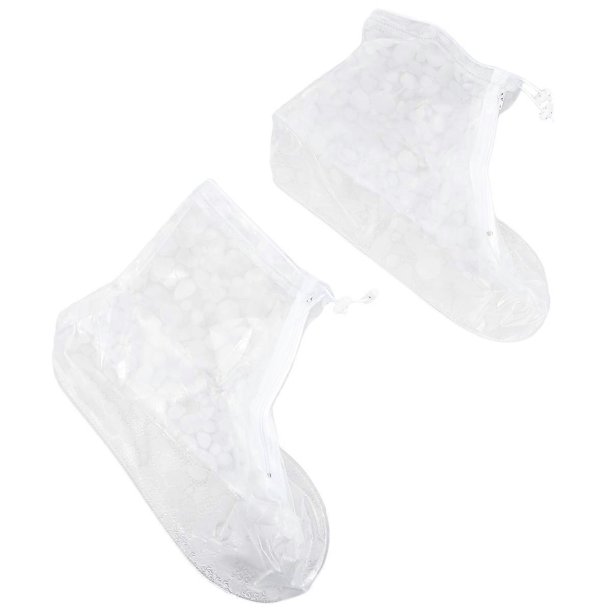 White Waterproof Thickened Rain Overshoes For Both Men And Women Size M/37-38 Featuring Tubular Shape And Non-slip Soles, Ideal For Rainy Days 1 Pair