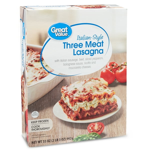 Great Value Italian-Style Three Meat Lasagna, 35 oz - Walmart.com ...