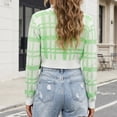 thumbnail image 6 of Xdegoge Cropped Cardigan for Women V Neck Button Down Plaid Knitwear Long Sleeve Y2K Preppy Knit Cute Fall Spring Fashion Tops, 6 of 6