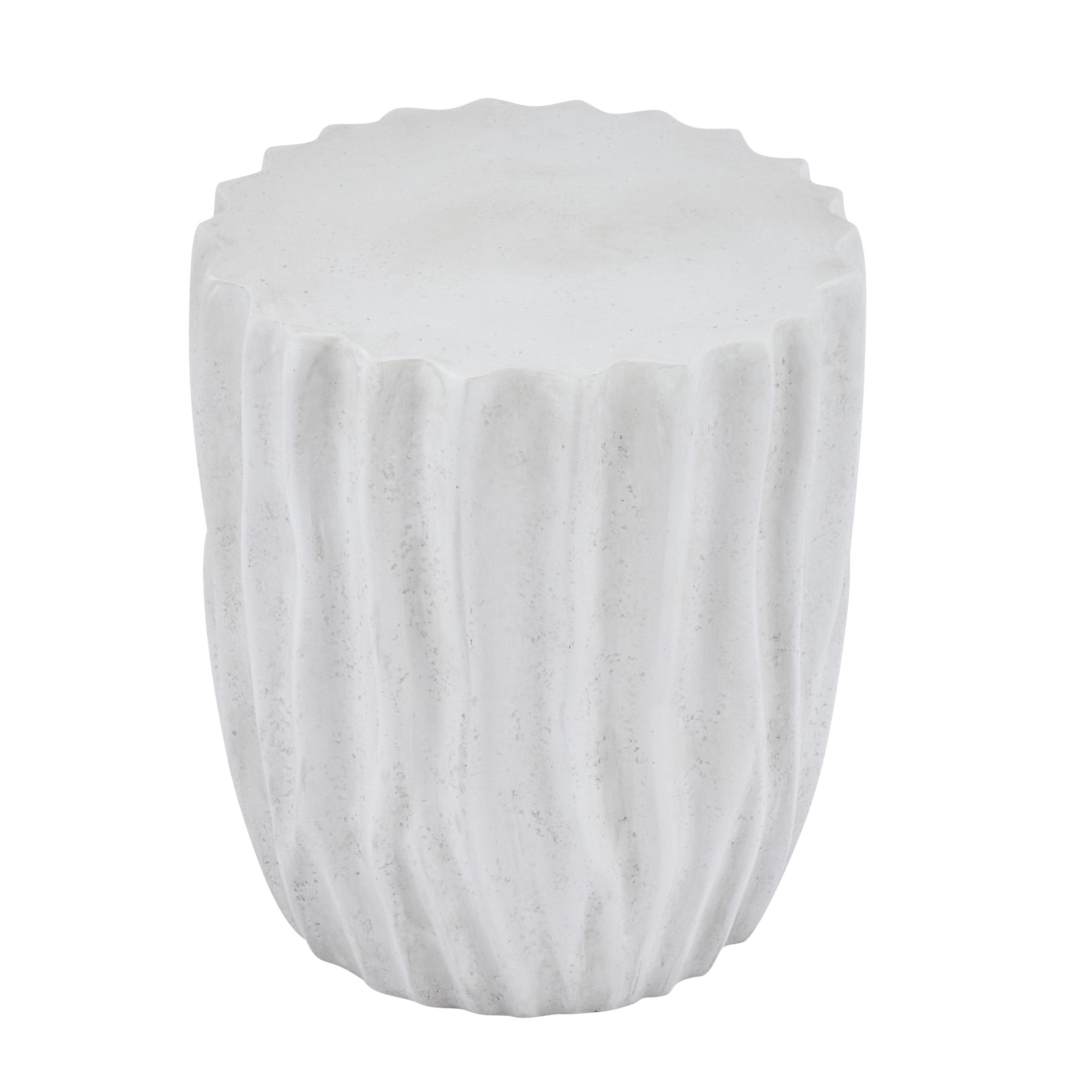 Christopher Knight Home 15.75” Outdoor Ribbed Barrel Side Table, MGO Accent Table, Antique White