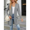 thumbnail image 3 of xiaxaixu Women's Spring Autumn Long Cardigan Solid Color Long Sleeve Open Front Cardigan Jacket, 3 of 8