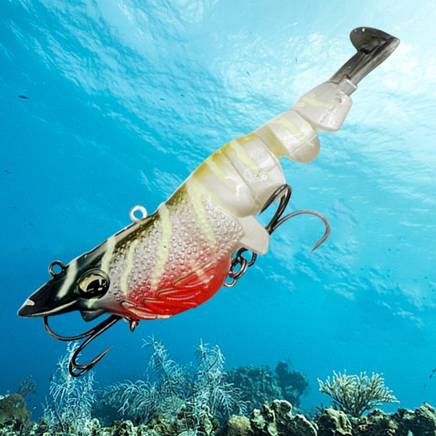 Swimbait multiarticulado con anzuelo, cebo para camarones, cebo duro muy realista