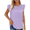 thumbnail image 1 of Birdeem Womens Solid Color Round-Neck Sleeveless Vest Cut-Out Panel Sleeveless Ruffle Tops, 1 of 8