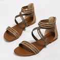 thumbnail image 5 of Brown Womens Roman Sandals With Flat Bottom, Breathable For Beach Activities Simple Style, 5 of 6