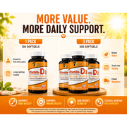 Sunshine Naturals Vitamin D3 10000 IU (250 mcg) Softgels, Vitamin D Supplement for Bone & Immune Health, 100 Count per Bottle, 3 Pack