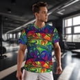 thumbnail image 3 of Wukai Pride Rainbow Print Men's Short-Sleeved Mesh T-Shirt,Quick-Dry Short Sleeve Workout T-Shirt-X-Small, 3 of 8