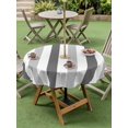 thumbnail image 5 of Grey Ombre Stripe Outdoor Tablecloth with Umbrella Hole, Modern Farmhouse Vertical Striped Spillproof Waterproof Outdoor Table Cover, Patio Tablecloths for Party/Garden/Picnic, Round 60 inch, 5 of 9
