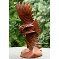 thumbnail image 3 of Extra Large Huge 20" Hand Carved Soaring Wooden Owl Dark Brown Statue Sculpture Figurine Home Decor Collectible, 3 of 8