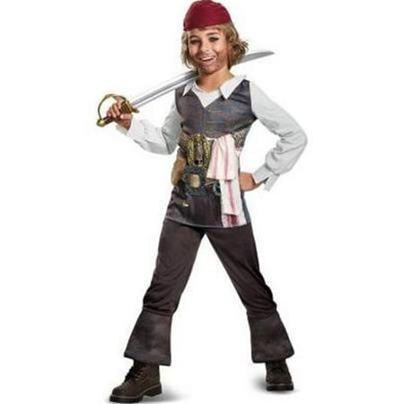Pirate of the Caribbean Boys Captain Jack Sparrow Costume, Multi Color - Size 4-6