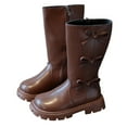 thumbnail image 6 of Staki Girls Combat Boots Girls Knee High Boots Fall Boots Winter Snow Tall Boot Dress Shoes For Toddler Little Kid Big Kid(Brown,11 Little Kid), 6 of 9