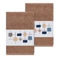 thumbnail image 2 of Authentic Hotel and Spa  Turkish Cotton Squares Embroidered Latte Brown 2-piece Towel Hand Set, 2 of 3