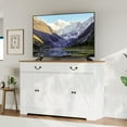 thumbnail image 6 of 57" Farmhouse Buffet Cabinet with 4 Doors & 2 Drawers, Adjustable Shelves Sideboard for Coffee Bar, Multi-Functional Storage for Living Room & Dining Room, White, 6 of 9