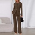 thumbnail image 6 of Women's Fashionable Casual Long-Sleeved Solid-Colour Elegant Trouser Suit with Stylish Design High-End Two-Piece Set, Professional and Chic,Coffee,M, 6 of 8