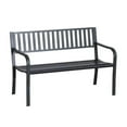 thumbnail image 2 of Topcobe Spacious Outdoor Bench, Rustic Slatted Seat Patio Bench, Sturdy Metal Porch Bench for Yard, Poolside, Lawn, Black, Perfect Garden Furniture, 2 of 11