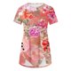 thumbnail image 4 of Blusas de Manga Corta para las Mujeres Botón Impreso Cuello Redondo Top Casual, Blusas para las Mujeres Casual, 4 of 5