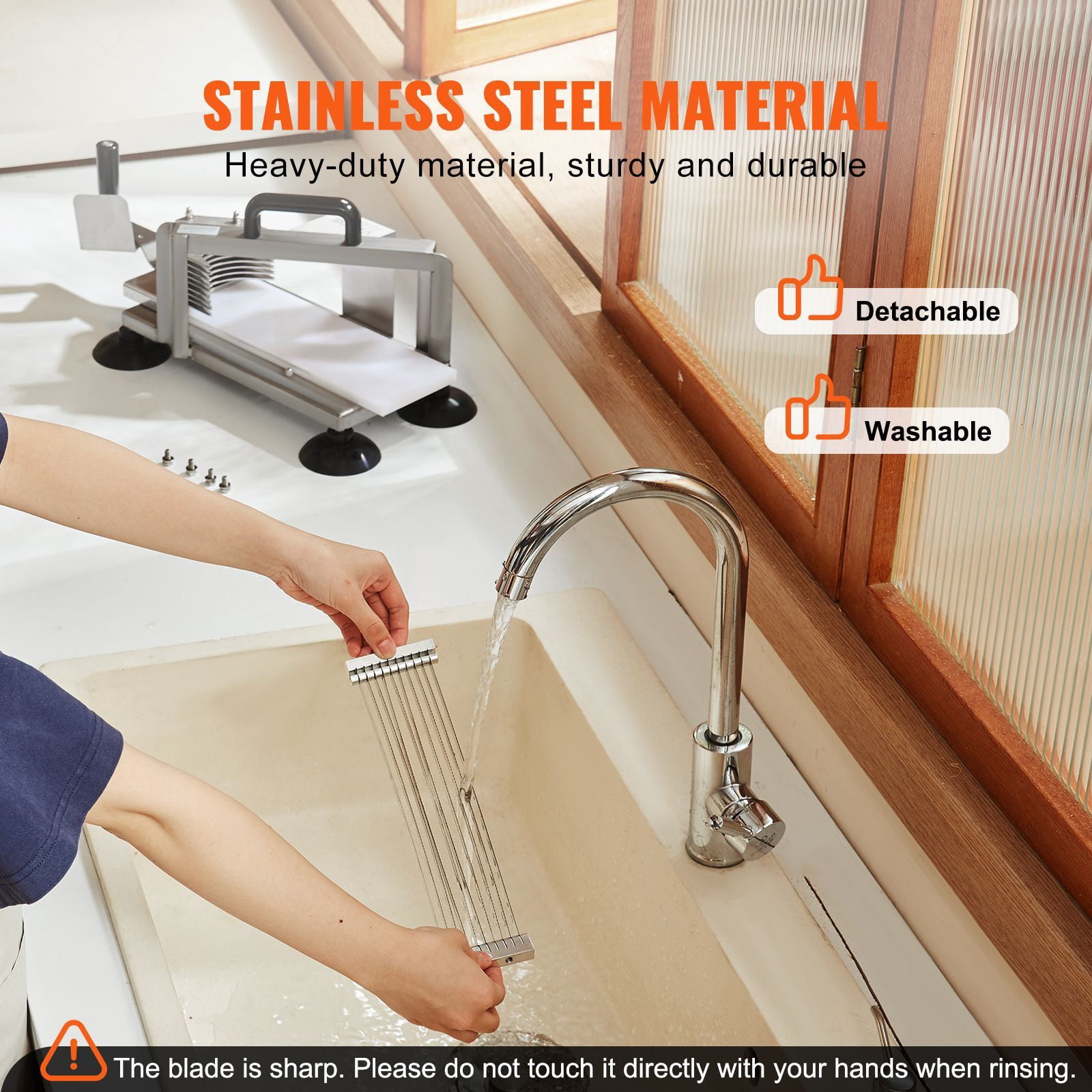 Manual Tomato Slicer with 1/4" 420J1 Blades, Suction Cup Feet, Ergonomic Handle, for Commercial Home Kitchen Use