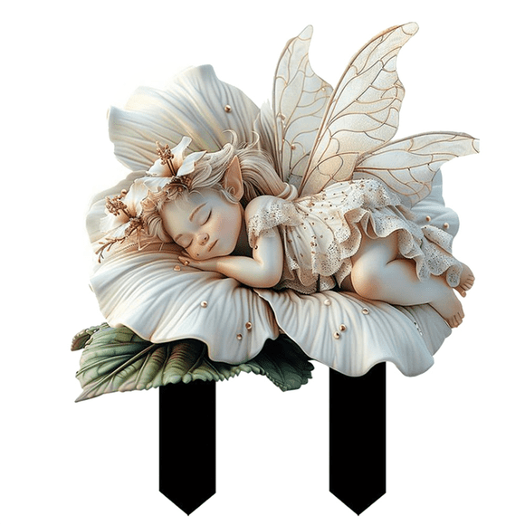 White Lotus Fairy Garden Stake Acrylic Flower Pot Decoration Sunlight Catcher and Garden Landscape Art,1 x Flower Pot Stand