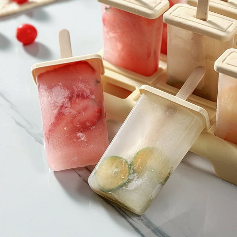 Set van 6 RVS Ice Lolly Mould, Popsicle Mould Ice Cream Mould Lolly Maker Set, Ice Pop DIY Maker Mould Freezer