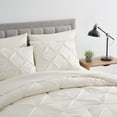 thumbnail image 4 of Bourina Comforter Set, 3-Piece, Queen, Pleated Wrinkle-Resistant Microfiber Bedding, Ivory, All-Season, 4 of 5