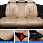 Car Seat Covers for Hyundai 5 Seats, Waterproof Pu Leather Auto Cushion Protector Front Rear Seat Full Set for Elantra Tucson Sonata Kona NEXO Beige