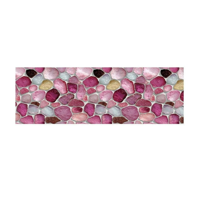 Corridor Stone Patterned Carpet with 3D Pebble Design Washable Floor Mat for Entrance Bathroom and Kitchen Use