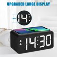 thumbnail image 2 of Reloj despertador URAYCO de madera con cargador inalámbrico de 10 W y puertos USB, 2 of 9
