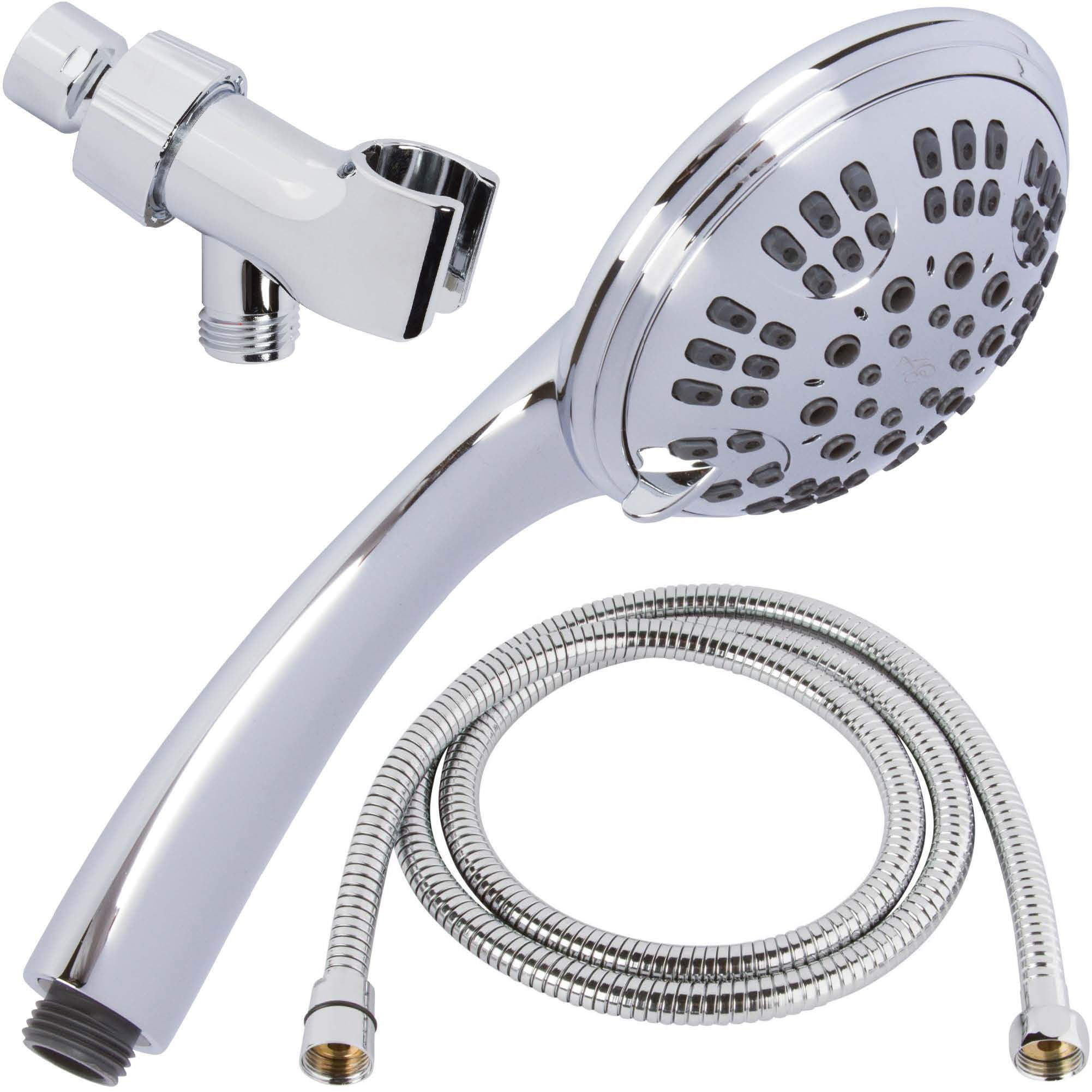 Aqua Elegante 6 Function Handheld Shower Head Kit with Shower Hose & Mount 2.5 GPM Chrome