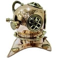 thumbnail image 4 of Brass Sea Diver Decorative Diving Helmet Desk Nautical Replica 6", 4 of 5